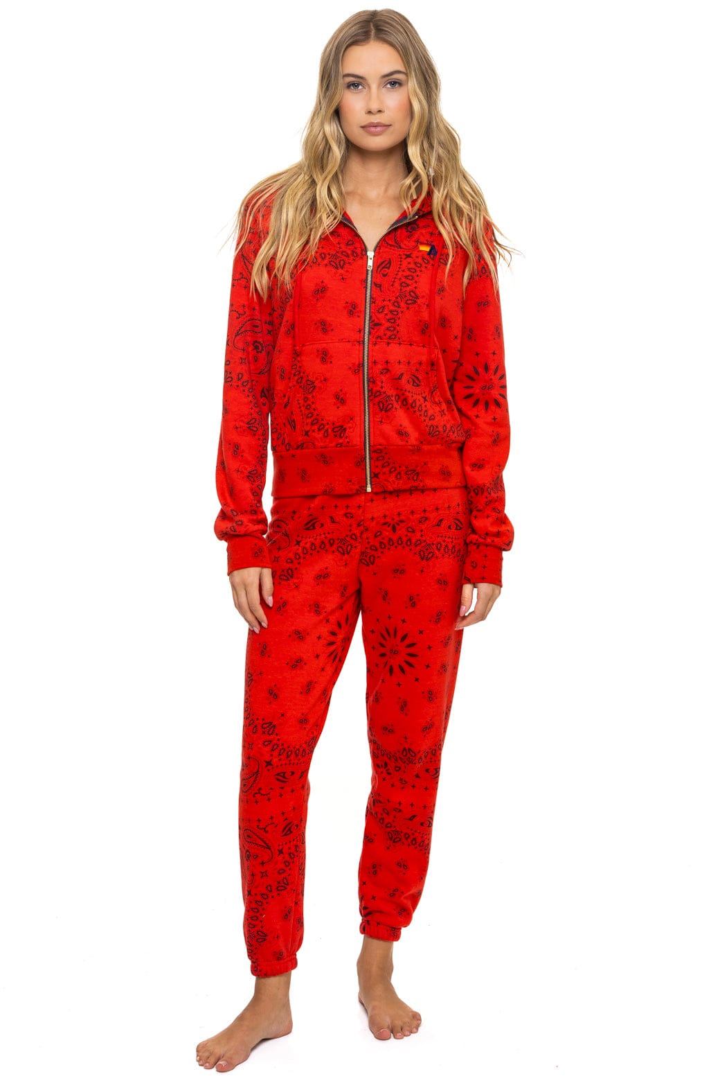 Aviator Nation BANDANA ZIP HOODIE - RED