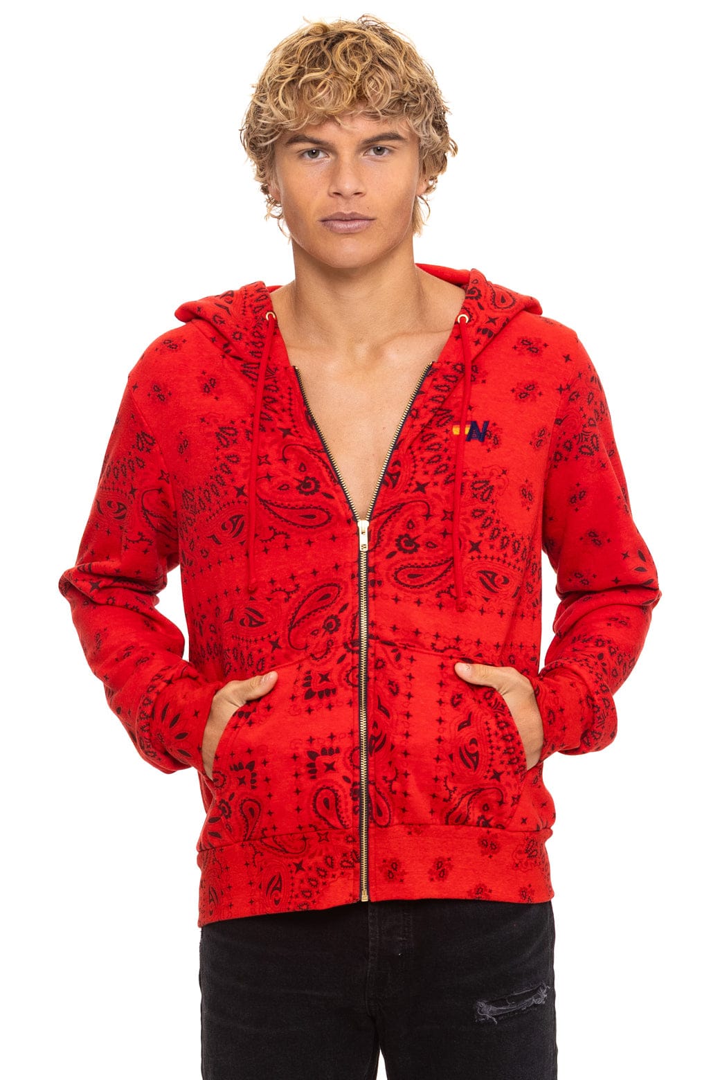 Aviator Nation BANDANA ZIP HOODIE - RED