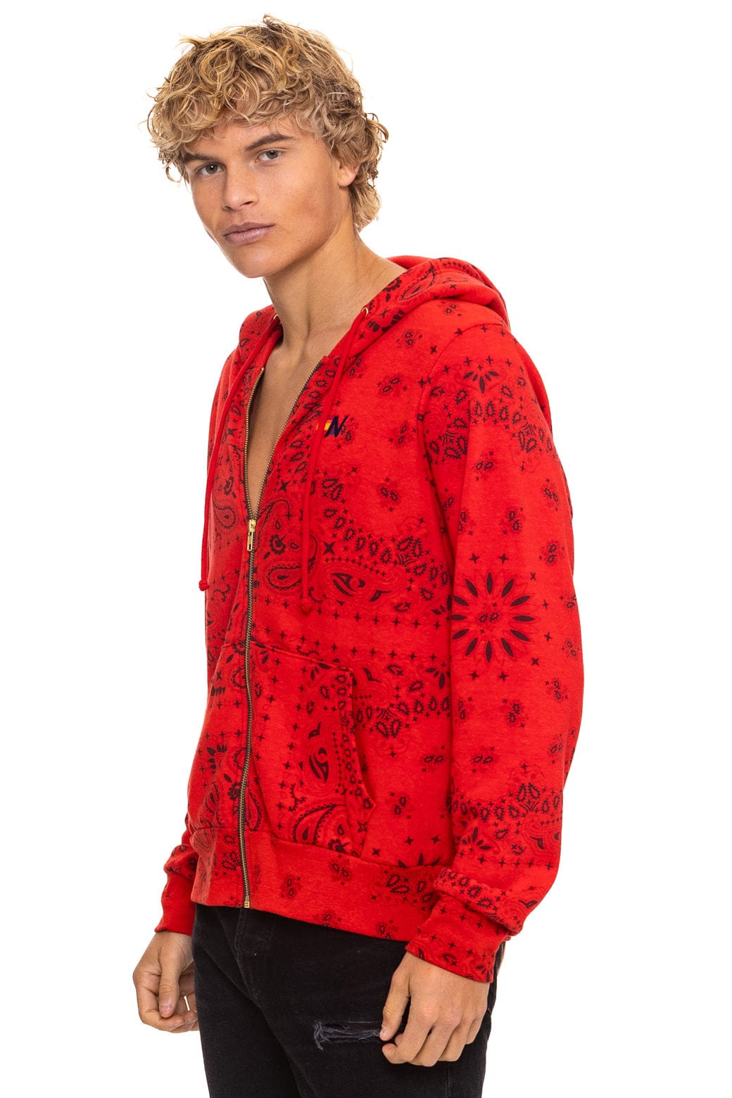 Aviator Nation BANDANA ZIP HOODIE - RED