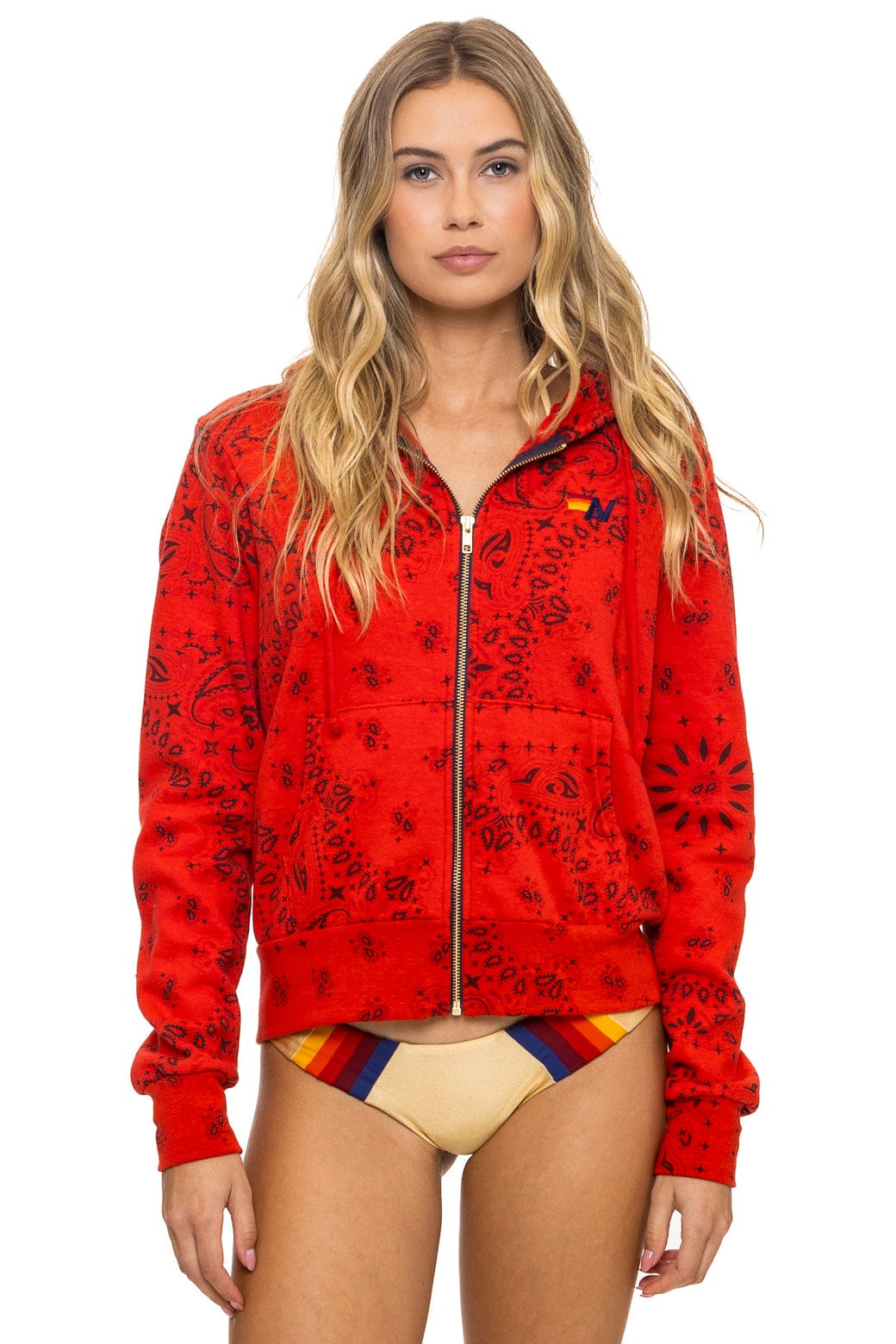 Aviator Nation BANDANA ZIP HOODIE - RED