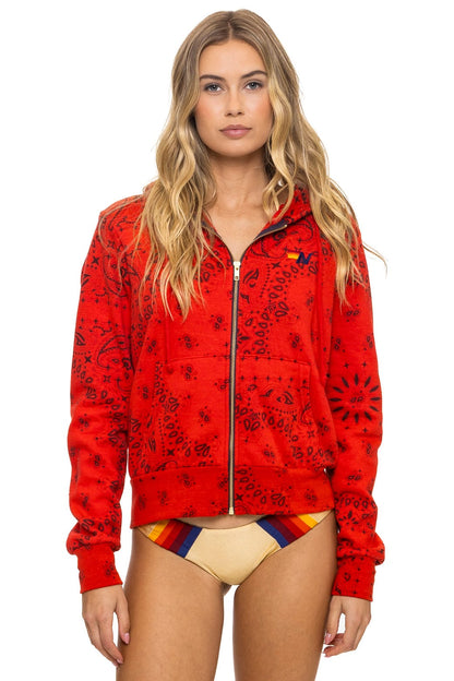 Aviator Nation BANDANA ZIP HOODIE - RED