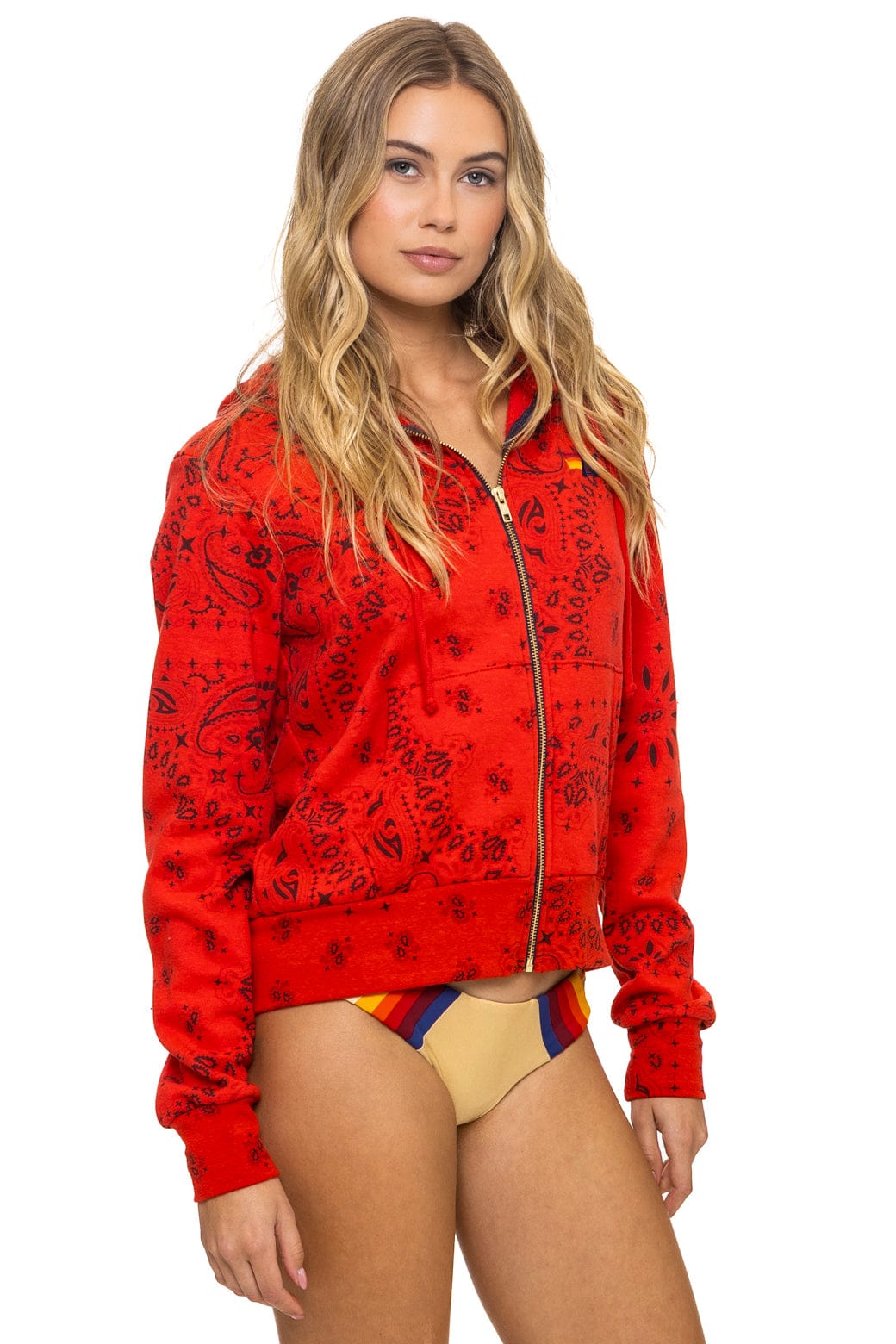 Aviator Nation BANDANA ZIP HOODIE - RED
