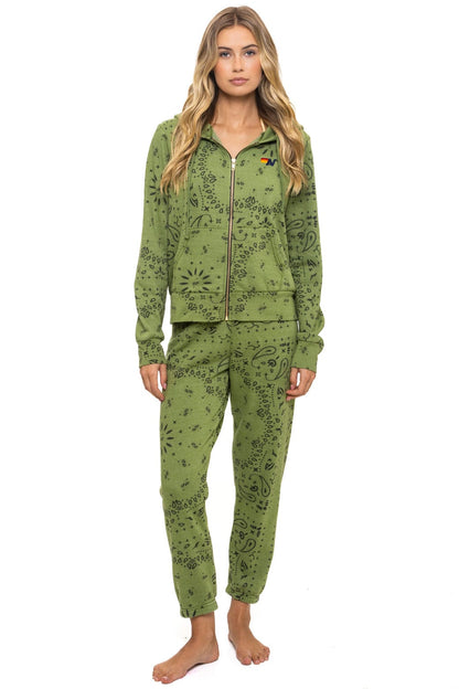 Aviator Nation BANDANA ZIP HOODIE - JUNGLE GREEN