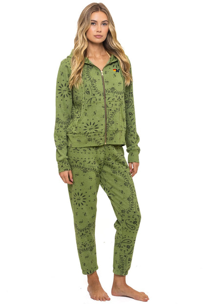 Aviator Nation BANDANA ZIP HOODIE - JUNGLE GREEN