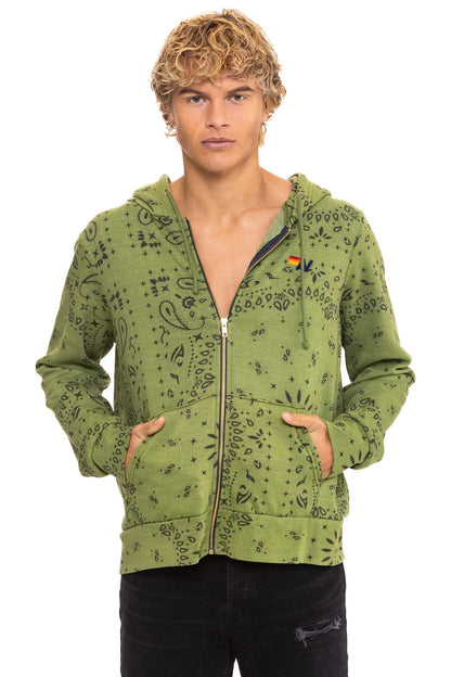 Aviator Nation BANDANA ZIP HOODIE - JUNGLE GREEN