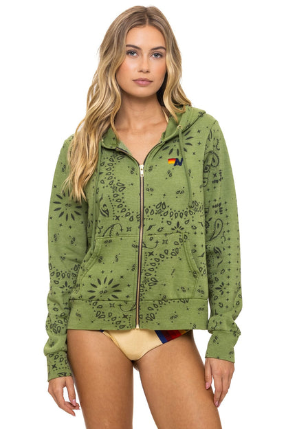 Aviator Nation BANDANA ZIP HOODIE - JUNGLE GREEN