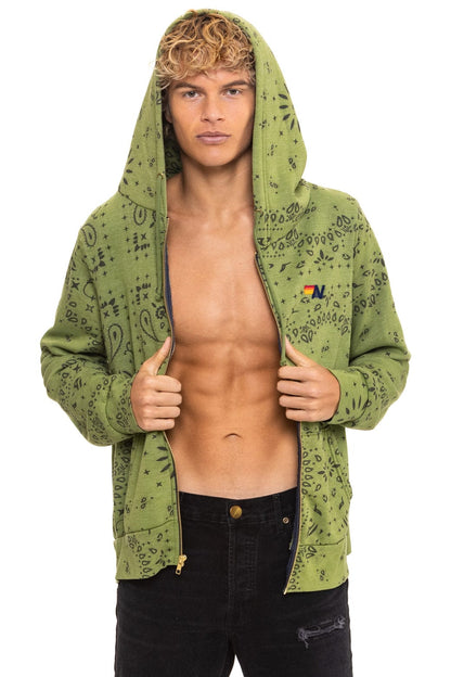 Aviator Nation BANDANA ZIP HOODIE - JUNGLE GREEN