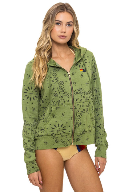 Aviator Nation BANDANA ZIP HOODIE - JUNGLE GREEN
