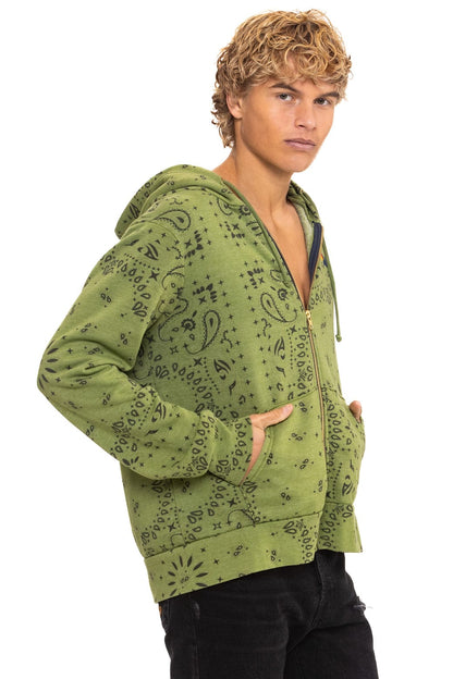 Aviator Nation BANDANA ZIP HOODIE - JUNGLE GREEN