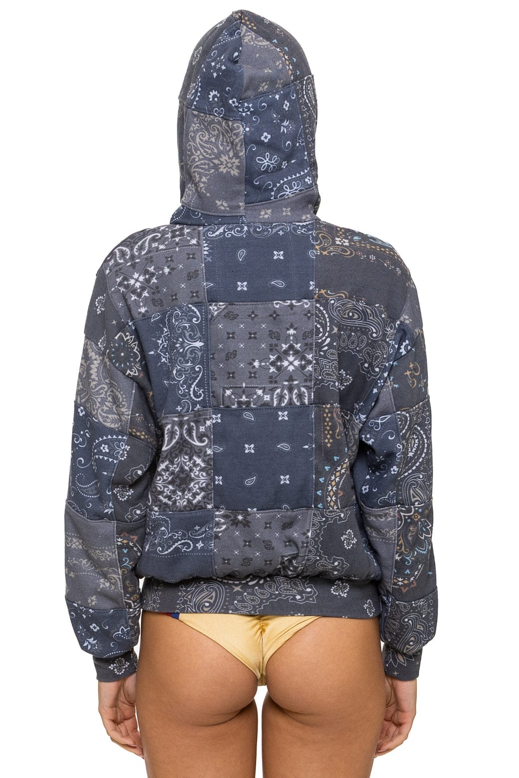 Aviator Nation BANDANA QUILTED RELAXED ZIP HOODIE - CHARCOAL