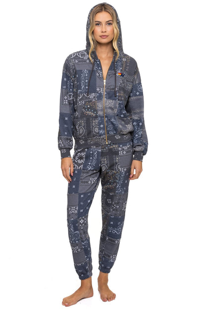 Aviator Nation BANDANA QUILTED RELAXED ZIP HOODIE - CHARCOAL