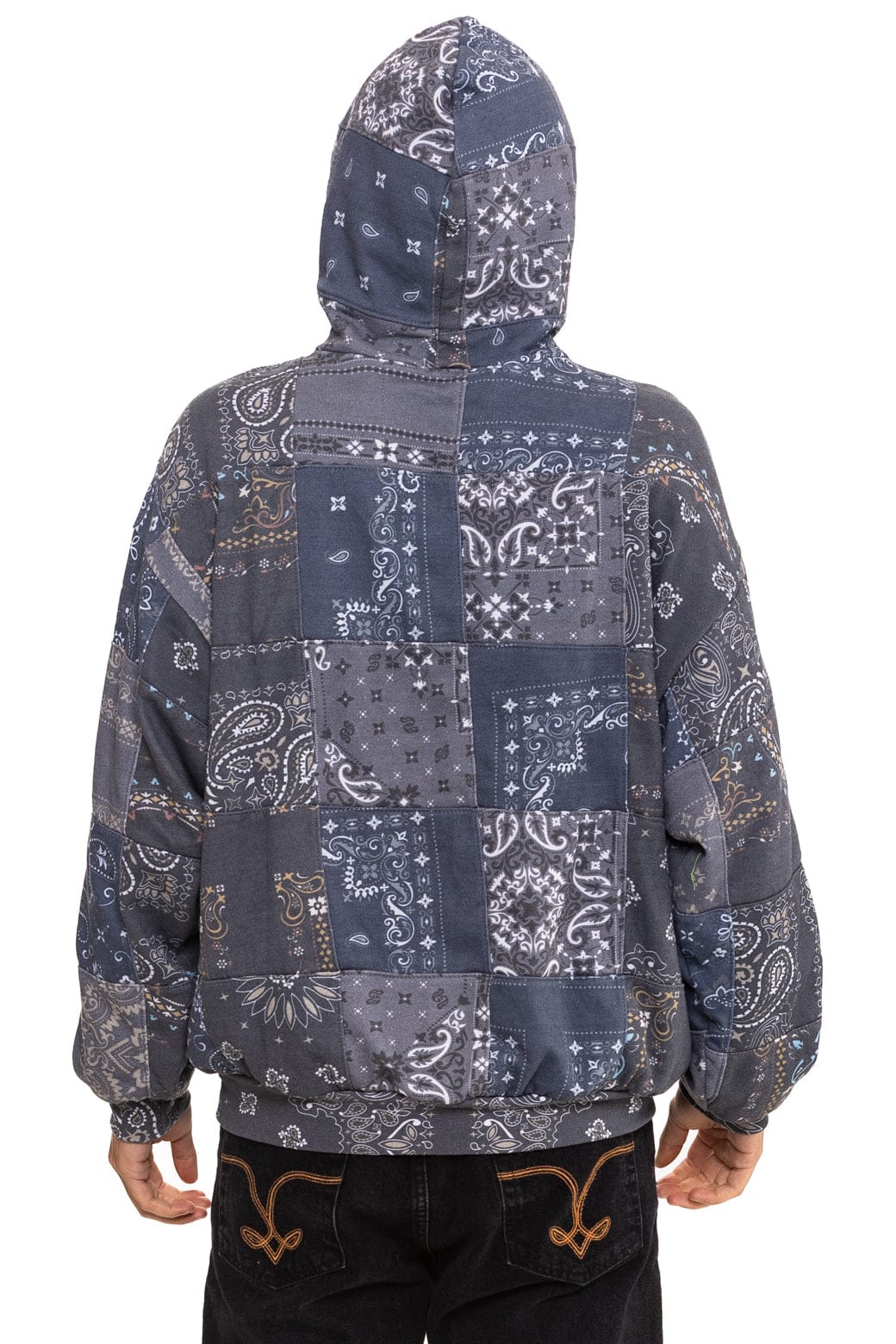Aviator Nation BANDANA QUILTED RELAXED ZIP HOODIE - CHARCOAL
