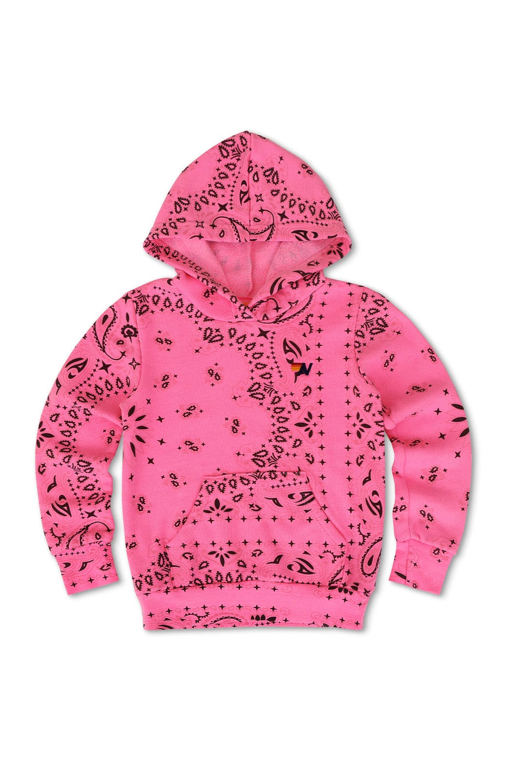Aviator Nation KID'S BANDANA PULLOVER HOODIE - NEON PINK