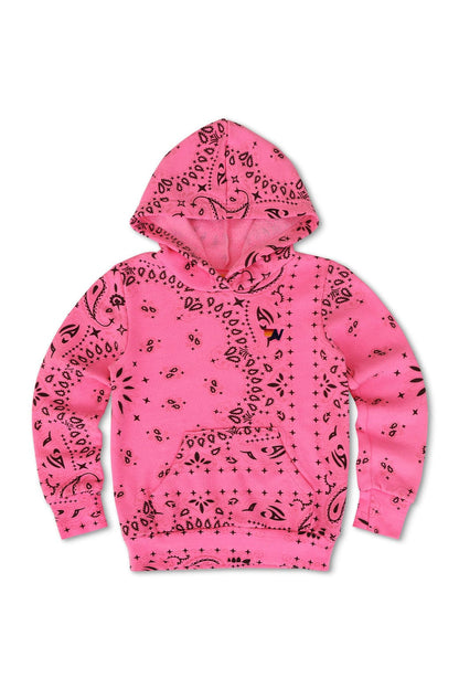 Aviator Nation KID'S BANDANA PULLOVER HOODIE - NEON PINK