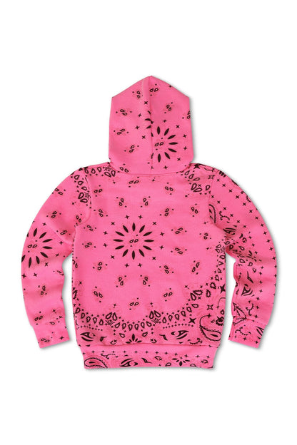 Aviator Nation KID'S BANDANA PULLOVER HOODIE - NEON PINK