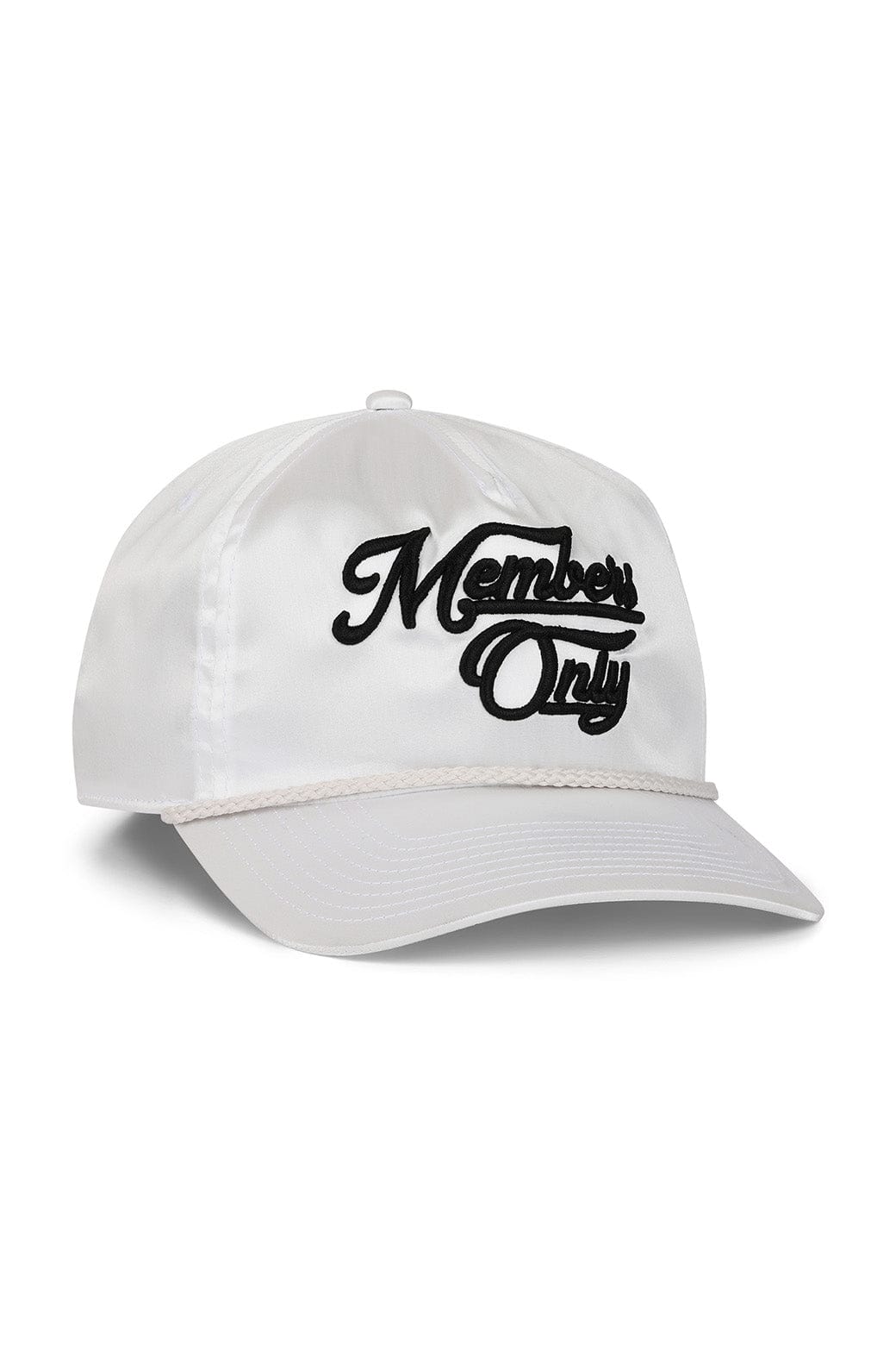 Aviator Nation MEMBERS EXCLUSIVE VINTAGE SATIN SCRIPT TRUCKER HAT - WHITE // BLACK