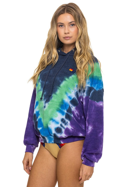 Aviator Nation HAND DYED V RELAXED PULLOVER HOODIE - TIE DYE MIDNIGHT // PURPLE