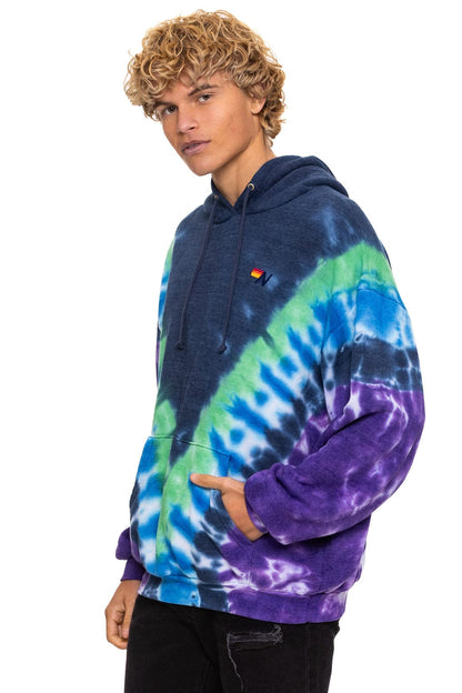 Aviator Nation HAND DYED V RELAXED PULLOVER HOODIE - TIE DYE MIDNIGHT // PURPLE