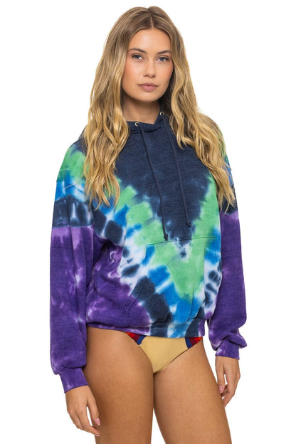 Aviator Nation HAND DYED V RELAXED PULLOVER HOODIE - TIE DYE MIDNIGHT // PURPLE