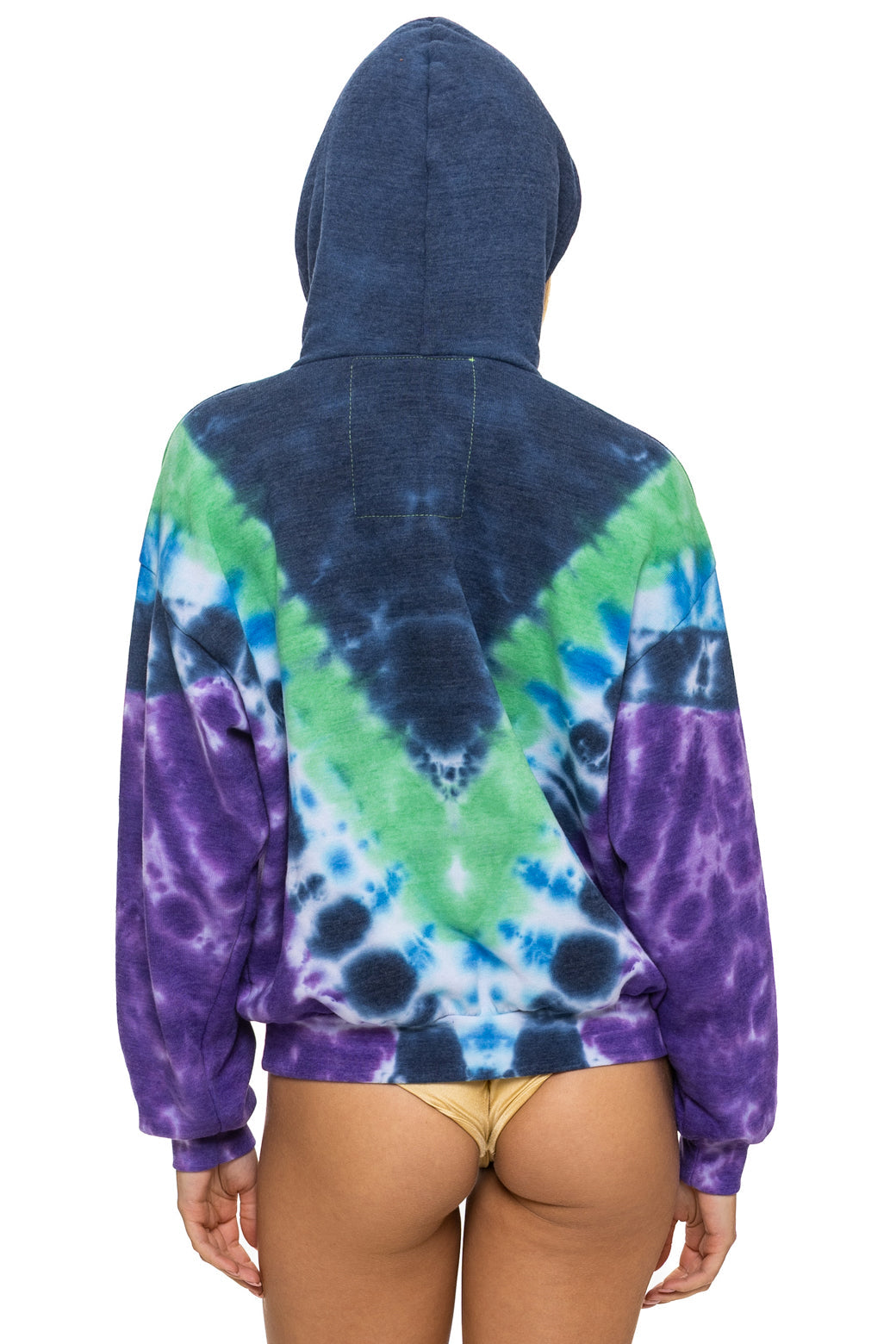Aviator Nation HAND DYED V RELAXED PULLOVER HOODIE - TIE DYE MIDNIGHT // PURPLE