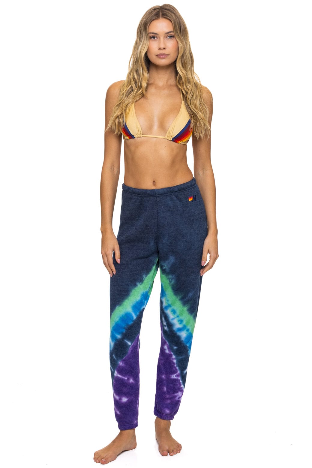 Aviator Nation HAND DYED V SWEATPANTS - TIE DYE MIDNIGHT // PURPLE