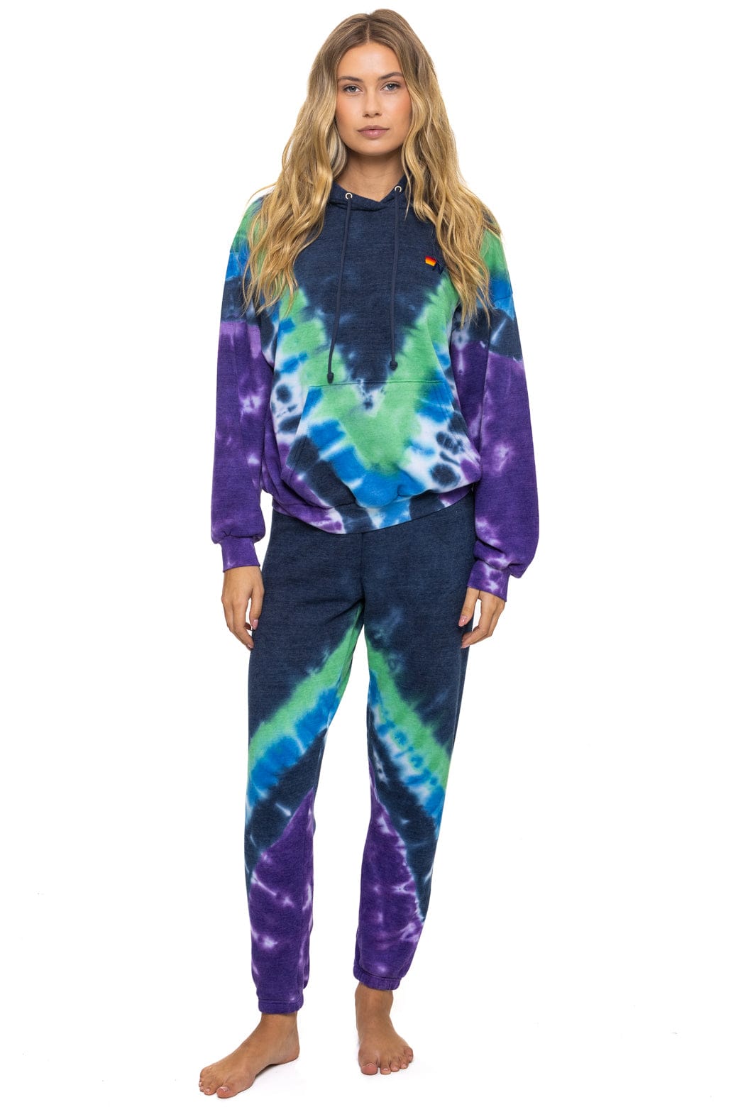 Aviator Nation HAND DYED V SWEATPANTS - TIE DYE MIDNIGHT // PURPLE