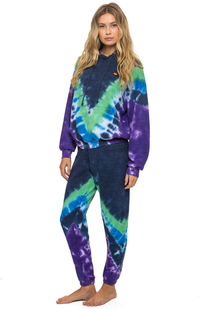 Aviator Nation HAND DYED V SWEATPANTS - TIE DYE MIDNIGHT // PURPLE