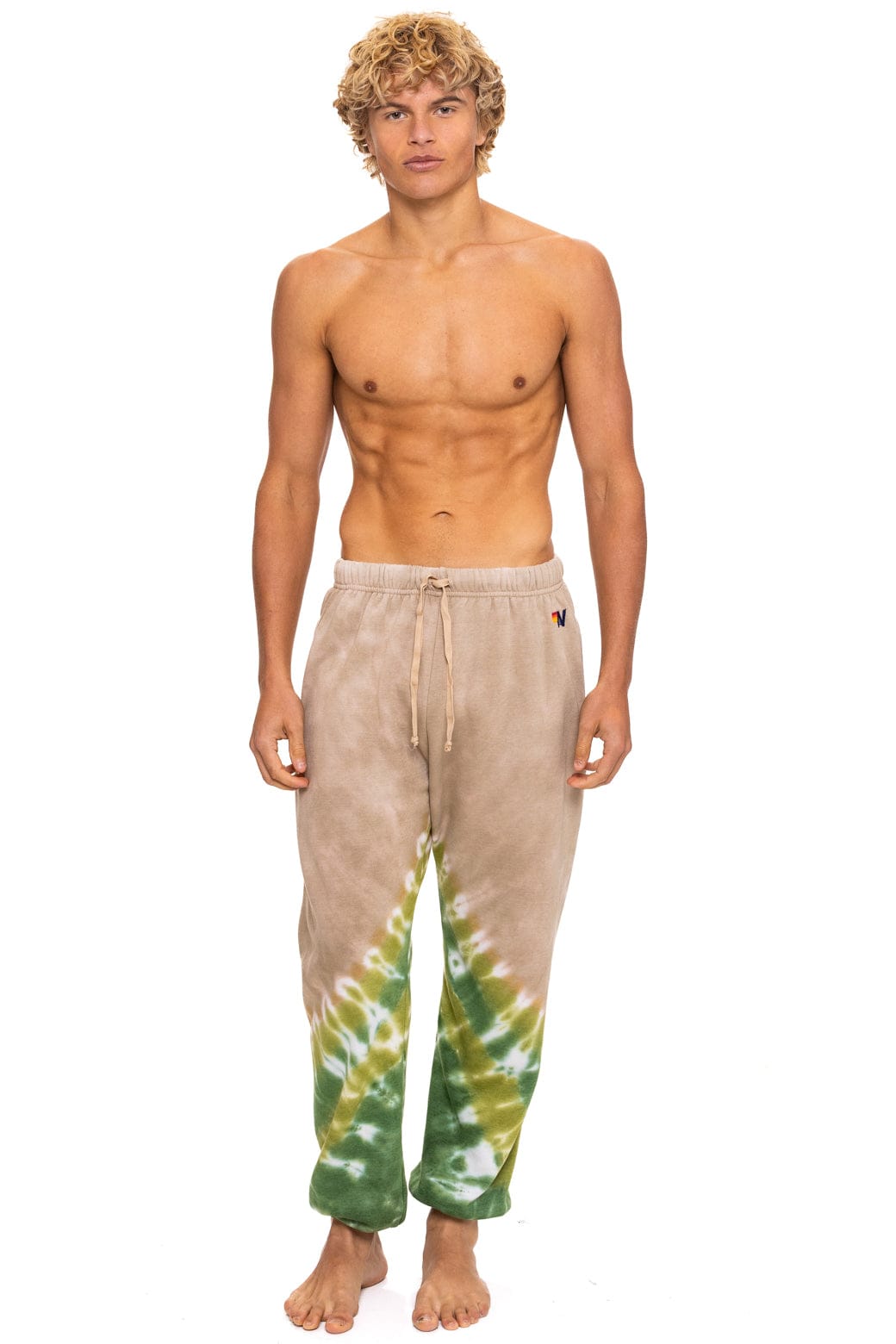 Aviator Nation HAND DYED V SWEATPANTS - TIE DYE SAND // JUNGLE