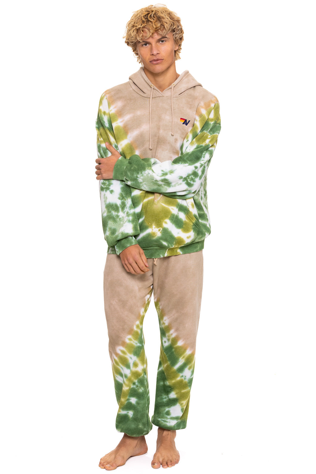 Aviator Nation HAND DYED V SWEATPANTS - TIE DYE SAND // JUNGLE