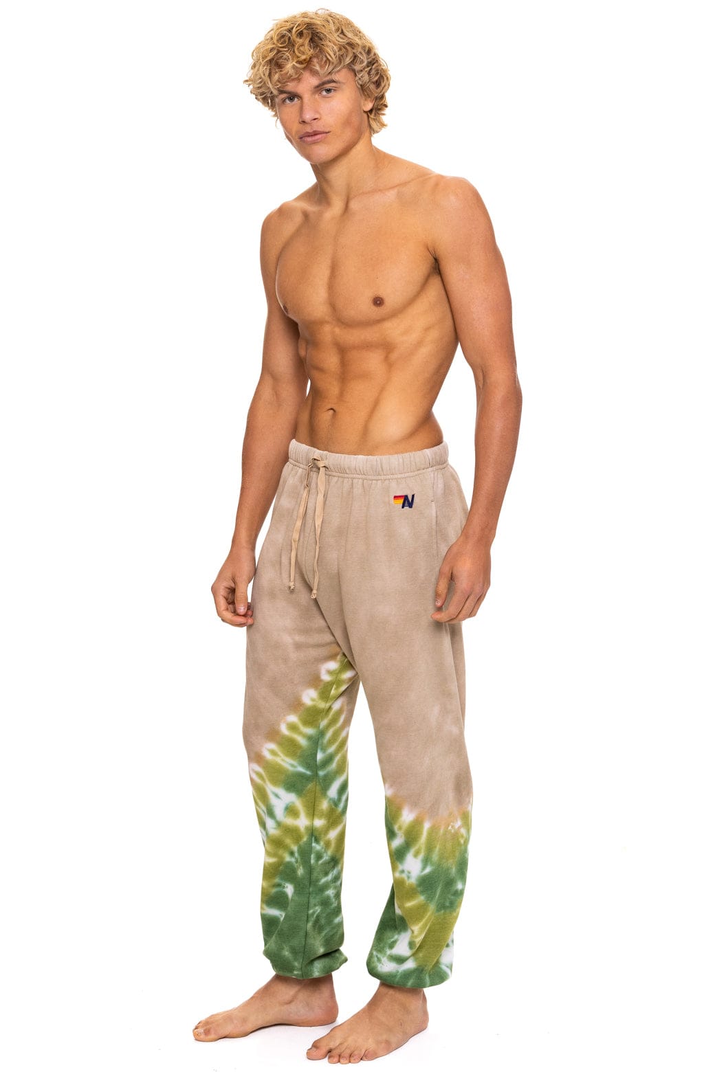 Aviator Nation HAND DYED V SWEATPANTS - TIE DYE SAND // JUNGLE