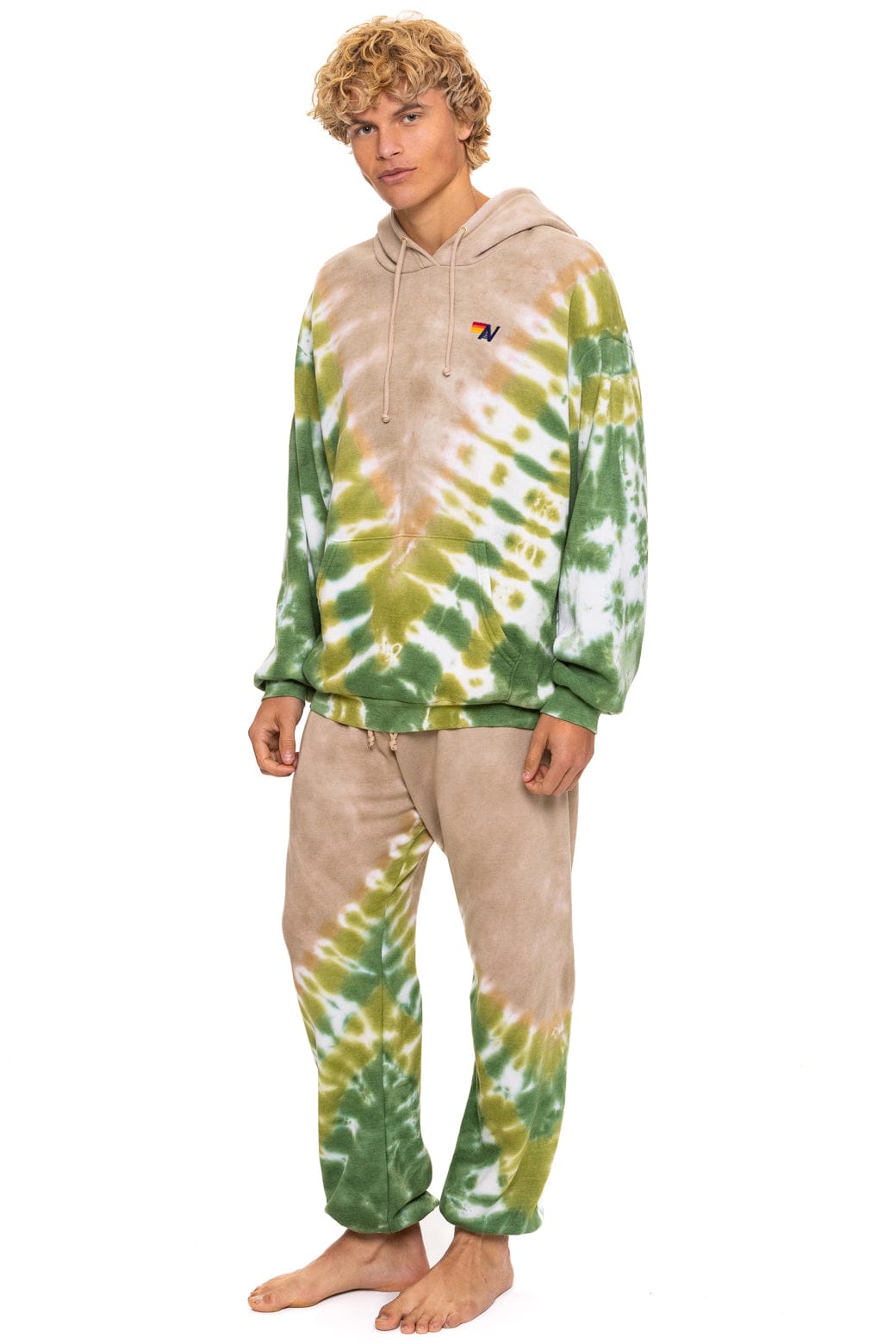 Aviator Nation HAND DYED V SWEATPANTS - TIE DYE SAND // JUNGLE
